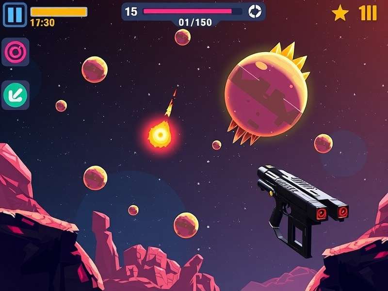 एस्टेरॉयड पिक्सेल गन 3D गेमप्ले स्क्रीनशॉट