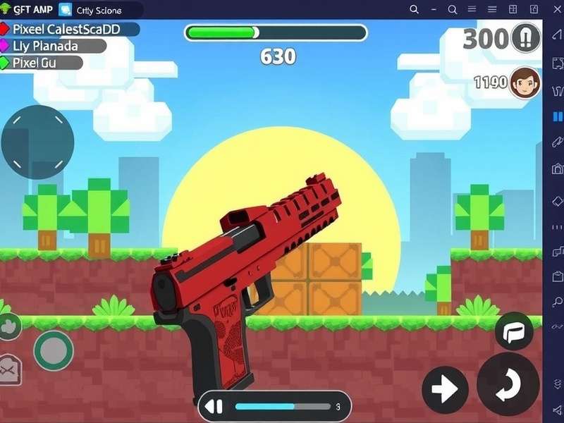 Pixel Gun 3D gameplay on laptop screen with keyboard controls