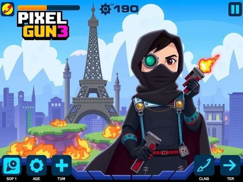 Pixel Gun 3D gameplay with cheat engine interface overlay