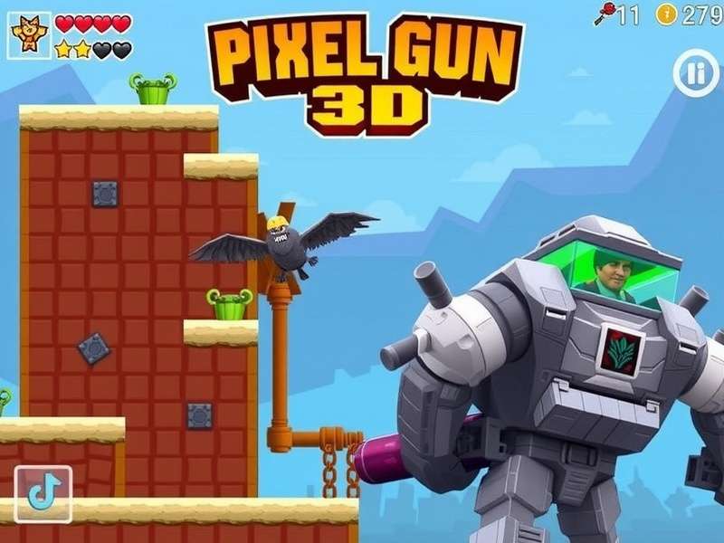 Pixel Gun 3D Mod Apk gameplay with unlocked weapons and skins