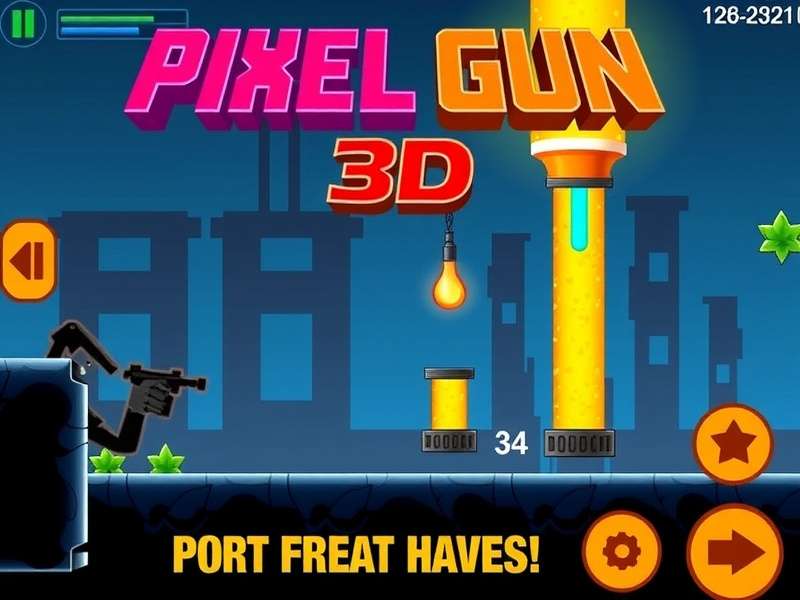 Pixel Gun 3D Mod Apk 2025 Gameplay Screenshot showing advanced weapons and skins