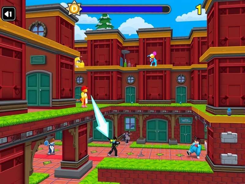 Pixel Gun 3D gameplay showcasing various weapons and maps