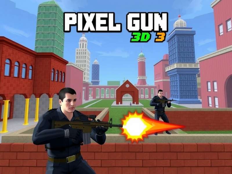 Pixel Gun 3D PC gameplay screenshot showing custom keyboard controls on an emulator