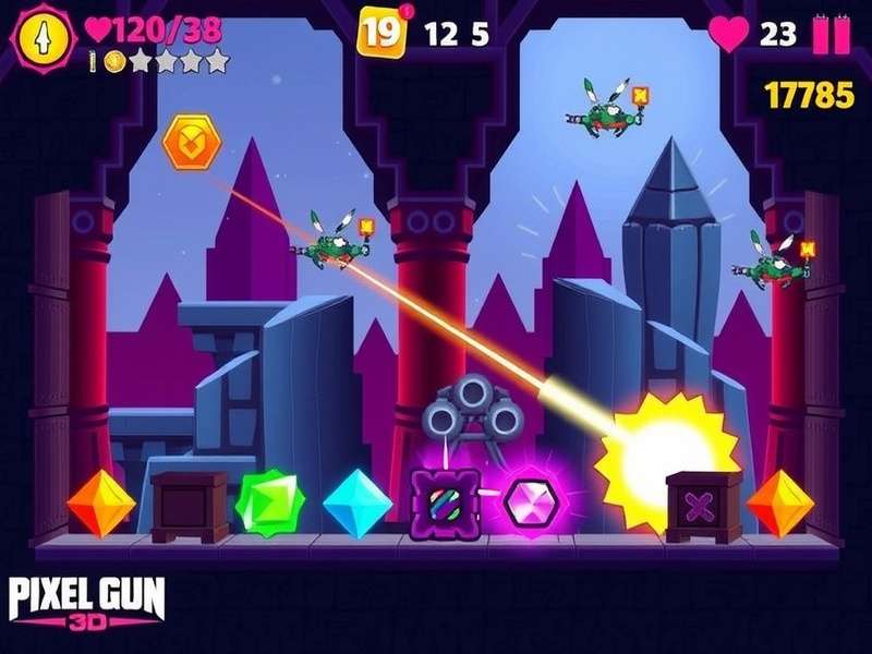 Pixel Gun 3D PC gameplay showcasing infinite gems and premium weapons