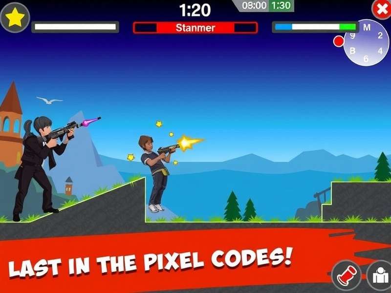 Pixel Gun 3D gameplay with redeem codes overlay showing coins and gems