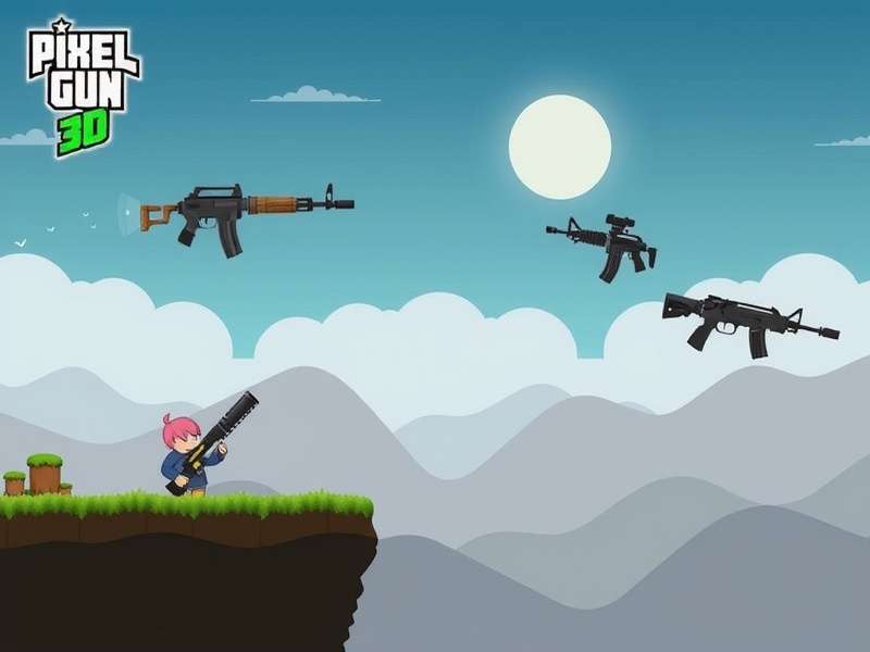 Pixel Gun 3D best guns arsenal showcase with tier ranking banners and weapon models