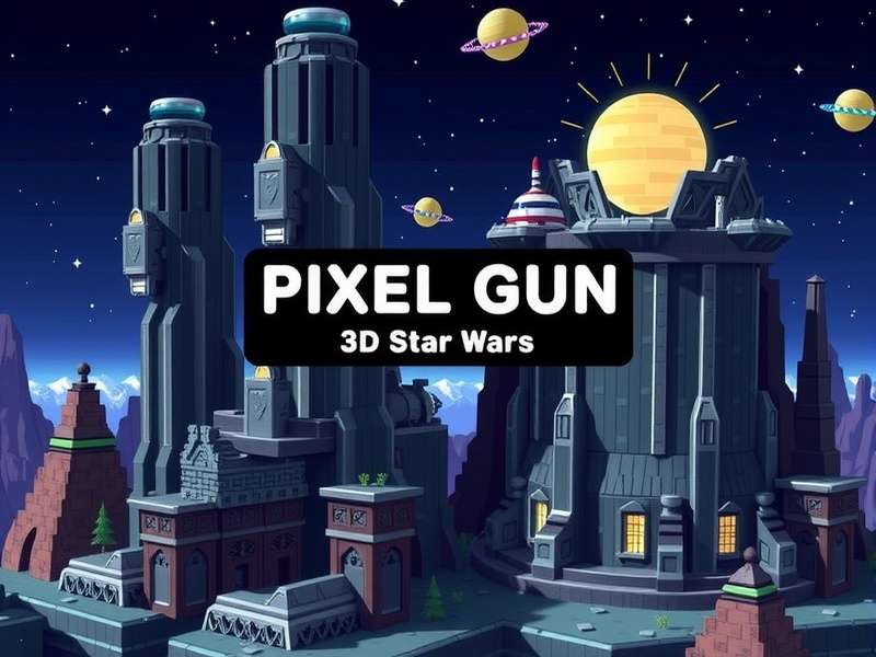 Pixel Gun 3D Star Wars Map overview showing the iconic space station arena with multiple combat zones and hidden pathways