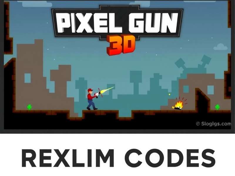 Pixel Gun 3D gameplay with redeem codes overlay showing gems and skins